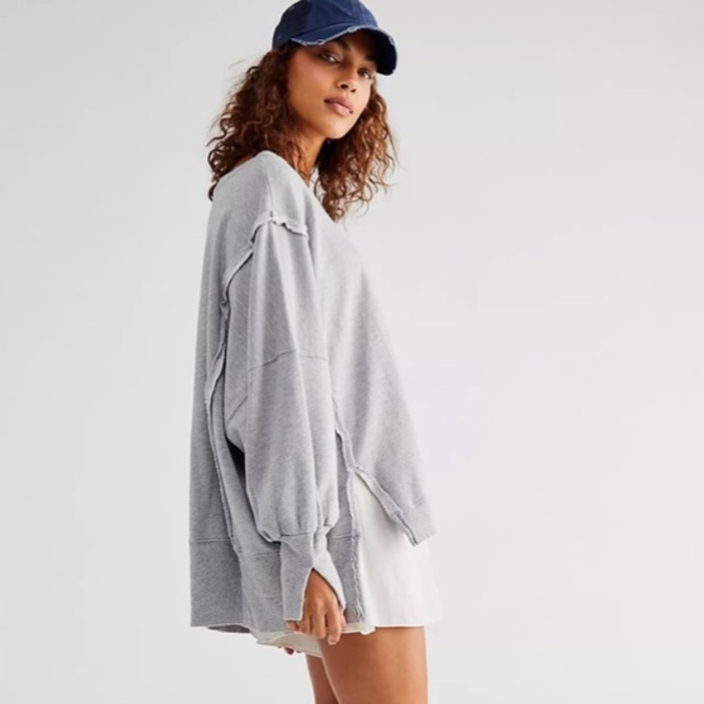 FP Camden Oversized Sweatshirt in Sand Heather Gray - Picture 13 of 14